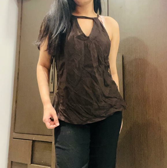 Brown linen halter neck top - Picture 2 of 6